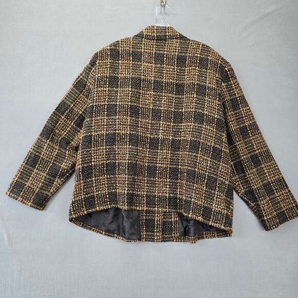 Sag Harbor Brown Jacket Preppy Plaid Long Sleeves Button Up Womens Size 24W Coat - Picture 3 of 11